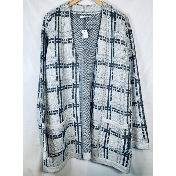 Christopher Banks Gray Plaid Open Front Pocket Cardigan Sweater Plus Size 3X New - Picture 4 of 10